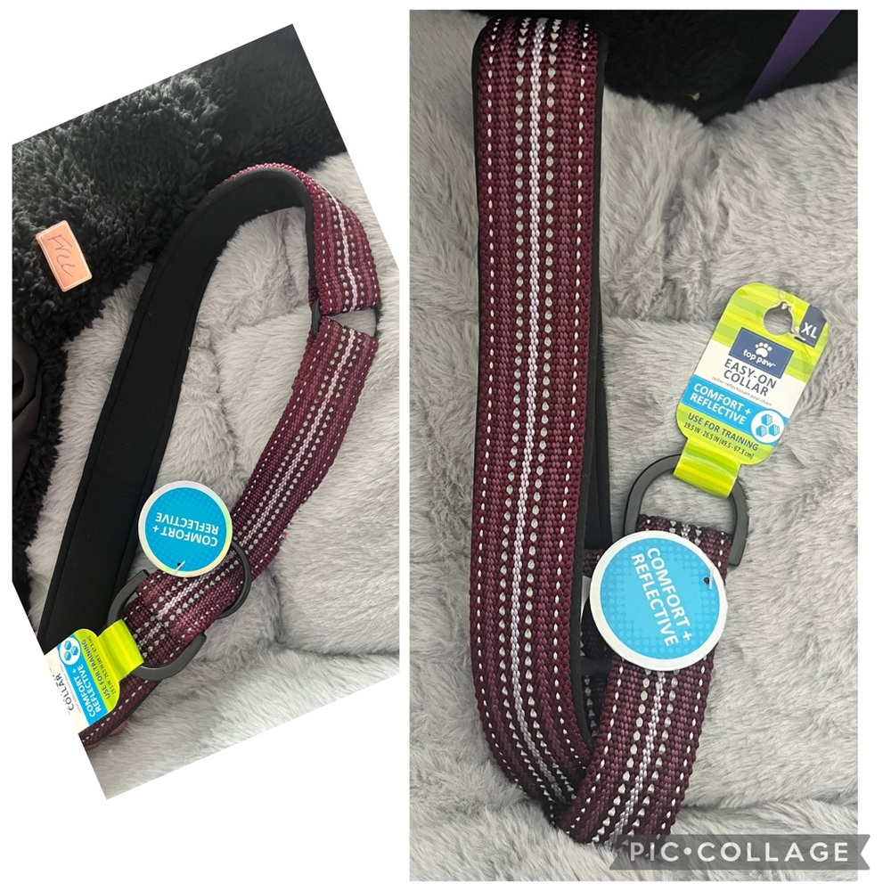 Top Paw XL Purple Reflective Martingale Dog Collar New